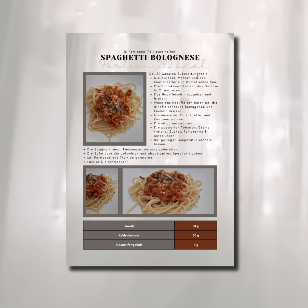 Rezeptkarte Spaghetti Bolognese