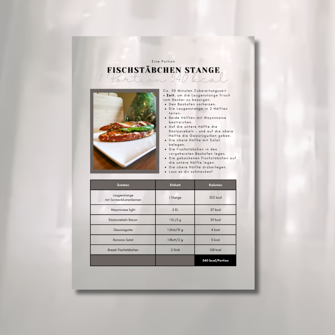 Rezeptkarte Fischstäbchen Stange