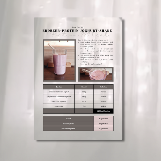 Rezeptkarte Erdbeer-Protein Joghurt-Shake